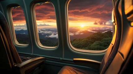 Naklejka premium view from a luxury plane, with a landscape and large windows to appreciate it, mexico latin america