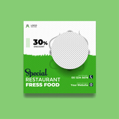 Food culinary Promotion template with photo. Social Media Post. Social media post template for food menu promotion banner frame. High resolution.
