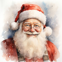 Jolly Santa Claus in Watercolor: Delightful holiday illustration