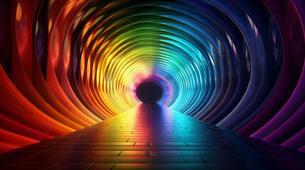Illustration portraying a vivid and mysterious dark cylindrical tunnel. An enigmatic journey. Generative AI.