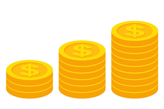 vector stack of dollar currency gold coins