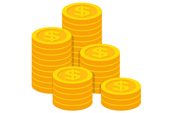 vector stack of dollar currency gold coins