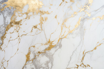 White Marble Background with Shiny Gold Pattern, Modern Design - Generative AI