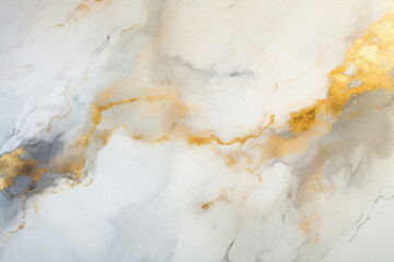 White Marble Background with Shiny Gold Pattern, Modern Design - Generative AI