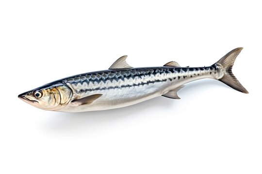 A mackrel fish on a plain white background created with Generative AI technology