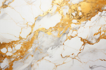 Naklejka premium White Marble Background with Shiny Gold Pattern, Modern Design - Generative AI