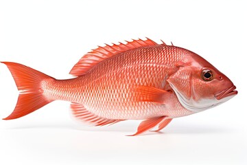 Fototapeta premium A vibrant red snapper fish against a clean white background created with Generative AI technology