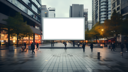 public shopping center mall advertisement board space as empty blank mockup signboard with copy space area for sale and offers advertisements, transparent background