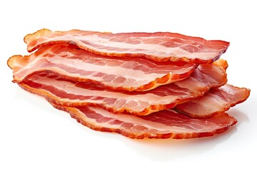 Obraz premium A delicious pile of crispy bacon on a clean white background created with Generative AI technology