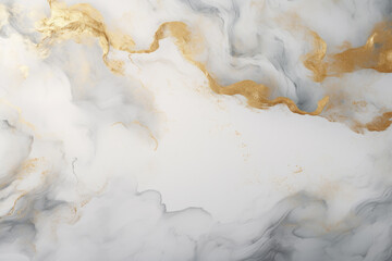White Marble Background with Shiny Gold Pattern, Modern Design - Generative AI