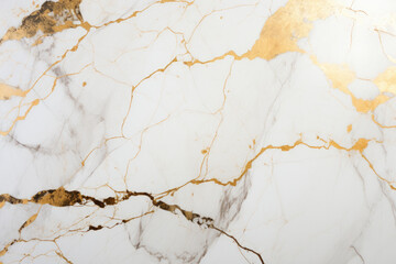 White Marble Background with Shiny Gold Pattern, Modern Design - Generative AI