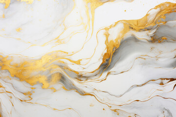 White Marble Background with Shiny Gold Pattern, Modern Design - Generative AI
