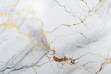 White Gray Marble Background with Shiny Gold Pattern, Modern Design - Generative AI