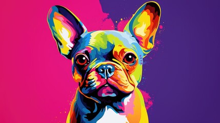 vibrant and iconic style of pop art to create bold and eye-catching portraits of pets dog.