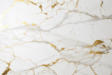 White Marble Background with Shiny Gold Pattern, Modern Design - Generative AI
