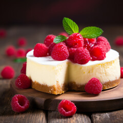 cheesecake with raspberries
