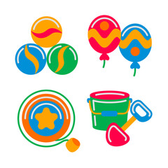kids toy objects vector illustrations set