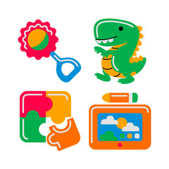 kids toy objects vector illustrations set