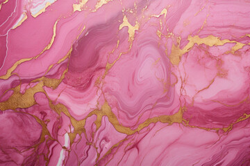Obraz na płótnie Canvas Pink Marble Background with Shiny Gold Pattern - Contemporary Design, Generative AI