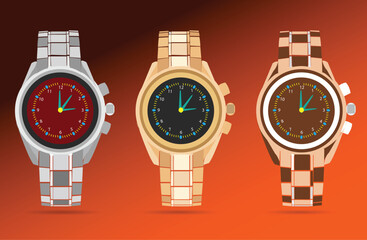 Luxury watch isolated on Black Background Vector illustration
