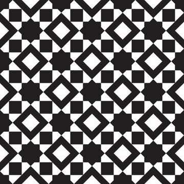Seamless geometric pattern in arabic style. Black and white