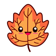 autumn leaf cute kawaii vector illustration