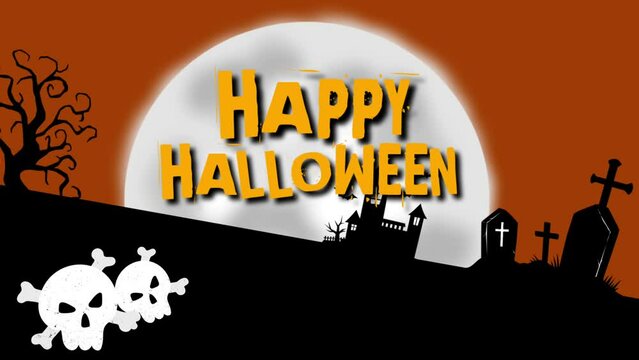 Happy halloween background video with grave and orange theme