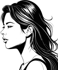 Elegant Stylish Girl Profile Vector Illustration