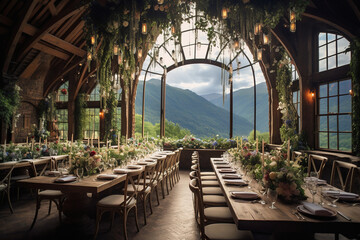 Wedding venue in mountain lodge with amazing view