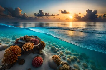 coral reef and sea - 646102383