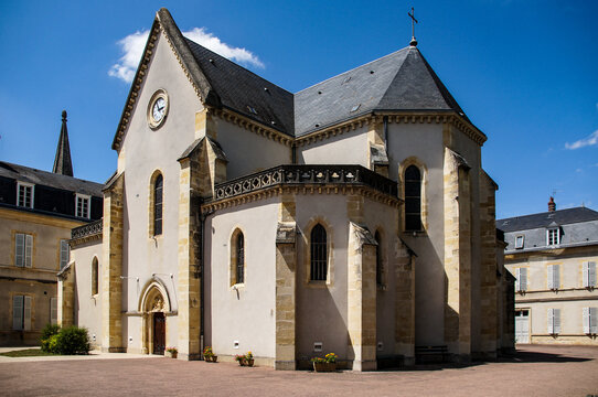 Historic Saint Gildard Convent in Nevers, France, where the incorrupt body of Saint Bernadette Soubirous rests. A spiritual site visited by pilgrims worldwide.