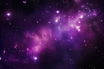 Background with a vibrant purple nebula and sparkling stars. Generative AI