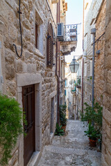 Fototapeta na wymiar Empty stone street of old town Dubrovnik. Croatia. Europe