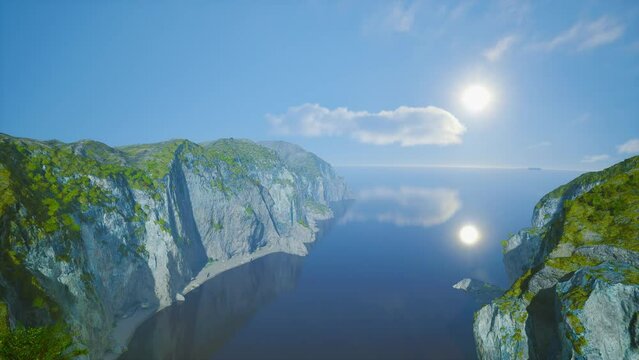aerial view on white stones on ocean bottom and chalk cliffs