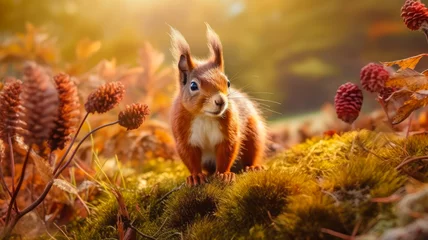 Keuken spatwand met foto Natural Elegance: Adorable British Red Squirrel Portrait Capturing Wildlife Beauty, AI Generated 8K © PixelFusion Creation