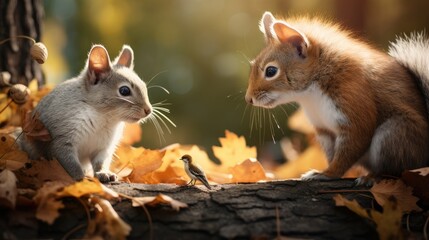 Portrait of eurasian red two squirrel in front