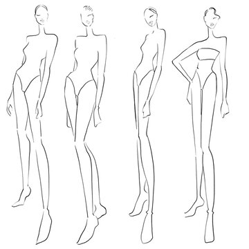 Fashion templates. Croquis. A figure of a woman on a white background

