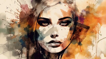 An abstract painting of a model. This is perfect for prints and backgrounds, wallpapers, and so much more.