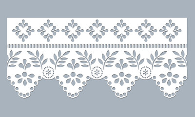 vector template lace cotton border fabric eyelet trim.