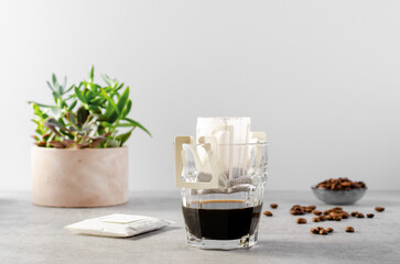 Drip Coffee Bag in a Cup, Quick Way to Brew Ground Coffee Using Paper Type Filter