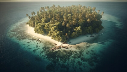 Summer vacations A tranquil seascape of tropical beauty from above generated by AI