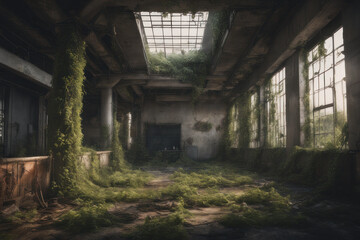 Fototapeta na wymiar interior of a post apocalyptic building