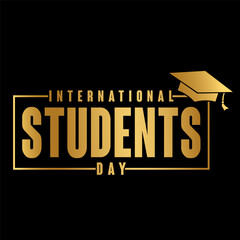 International student day lettering with gold color vector illustration.