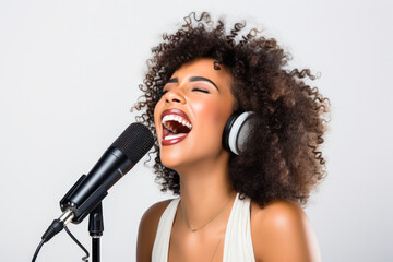 Obraz premium a black singer singing in loud 
