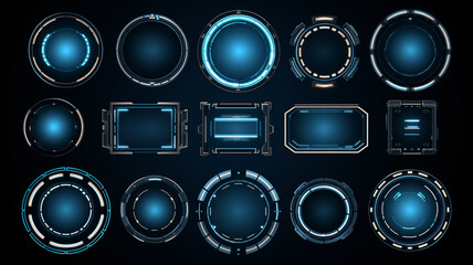 futuristic interface with hologram and circles