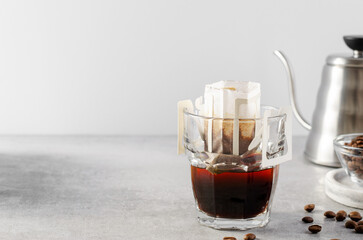 Drip Coffee Bag in a Cup, Quick Way to Brew Ground Coffee Using Paper Type Filter