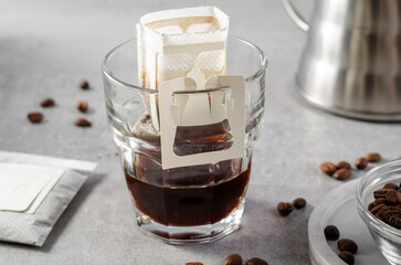 Drip Coffee Bag in a Cup, Quick Way to Brew Ground Coffee Using Paper Type Filter