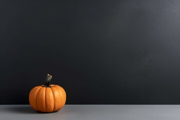 Halloween pumpkin decorations on a dark background, space for text. Generative AI.