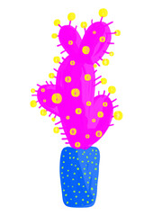 Cactus in colorful style. Cartoon illustration. Abstract object. Doodle illustration. 

