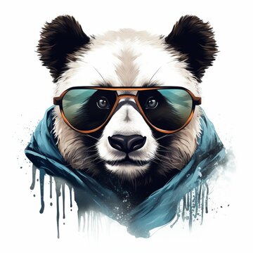 Cool Panda Wear Sunglass Illustration